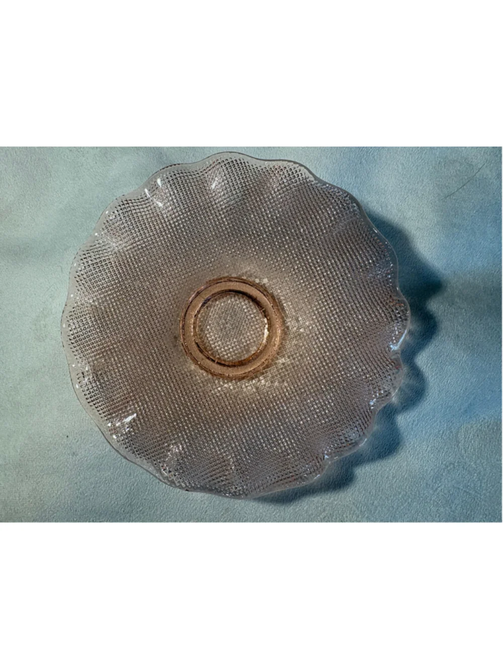 1960s Italian Colony Waffle pink Ruffled Dessert Bowl & Plate Set - set of 2